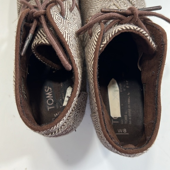 TOMS Desert Wedge Tweed Brown Bootie Boot Geometric Sz 8 - Picture 9 of 10